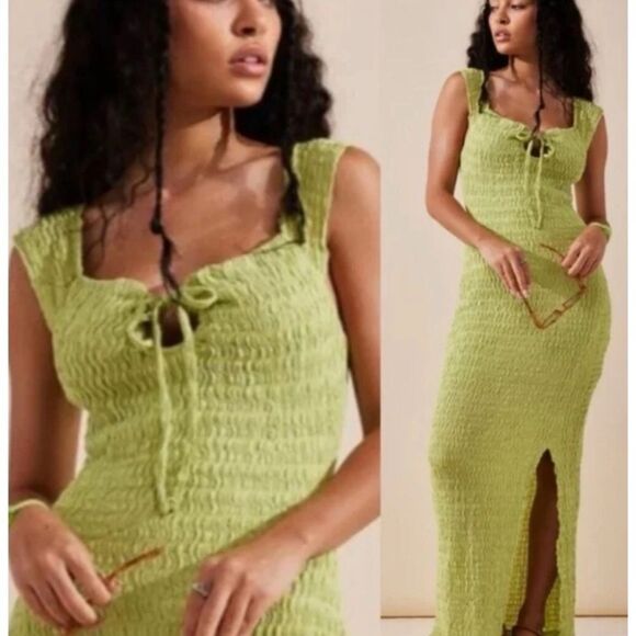 Free People Beach Eleni Bodycon Midi Lime Green Size XS / NWOT - Picture 2 of 7
